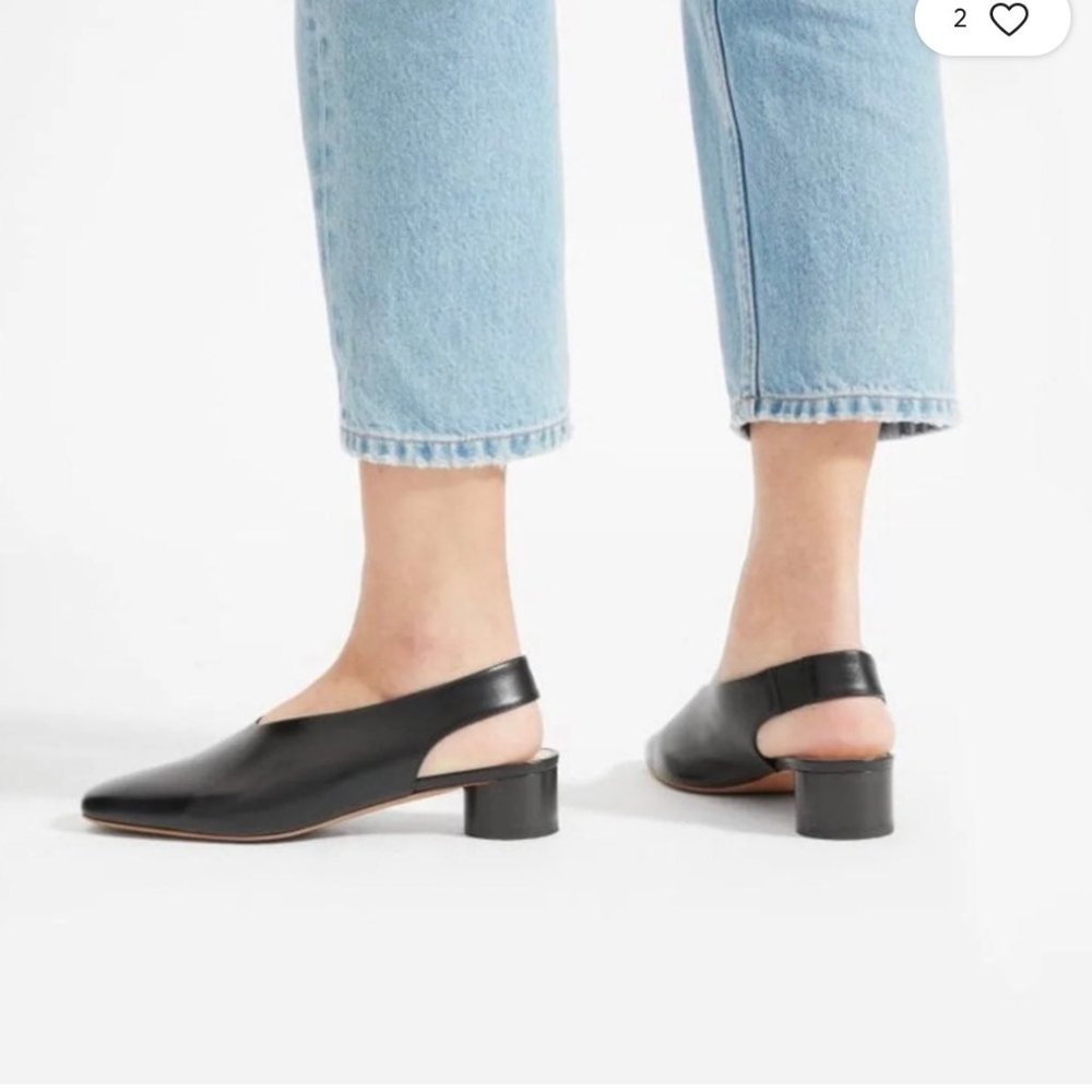 Everlane Square Toe Sling Back Heels